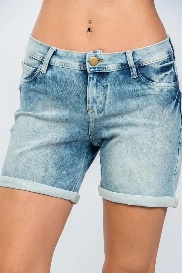 Light Blue Mid-Length Cuffed Hem