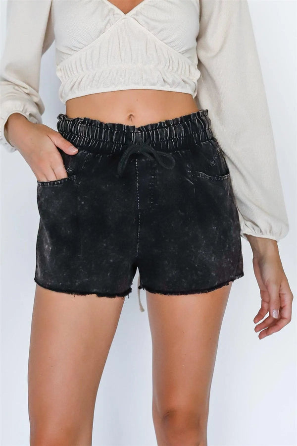 Charcoal Washed High Rise Raw Hem