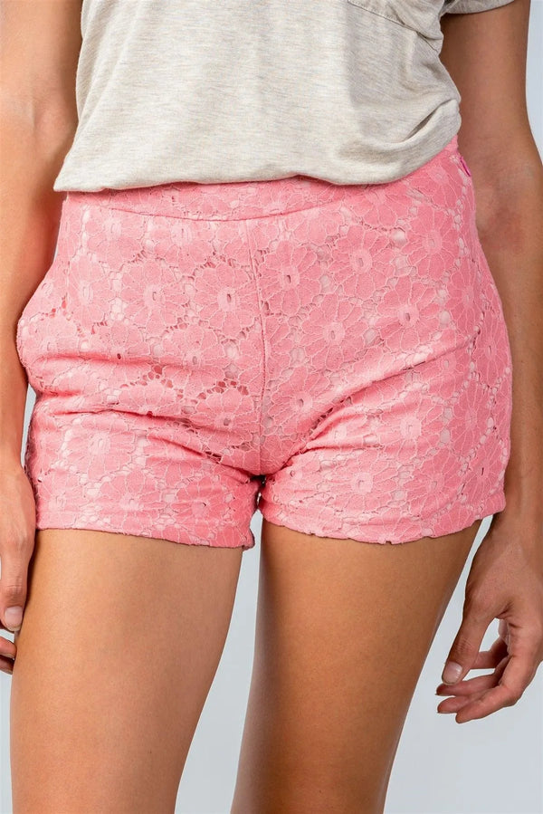 Pink Lace Crochet Floral Mini